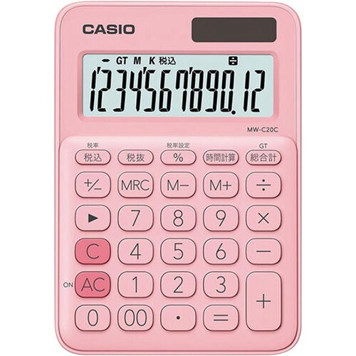 カシオ計算機 カラフル電卓 MW－C20C－PK－N ペールピンク MW-C20C-PK-N ★10個パック