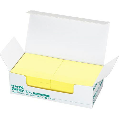 コクヨ KOKUYO 強粘着ふせんK2 75×75 10冊 正方形タイプ(パステル・イエロー) K2メ-KP7575YX10 ★10個パック