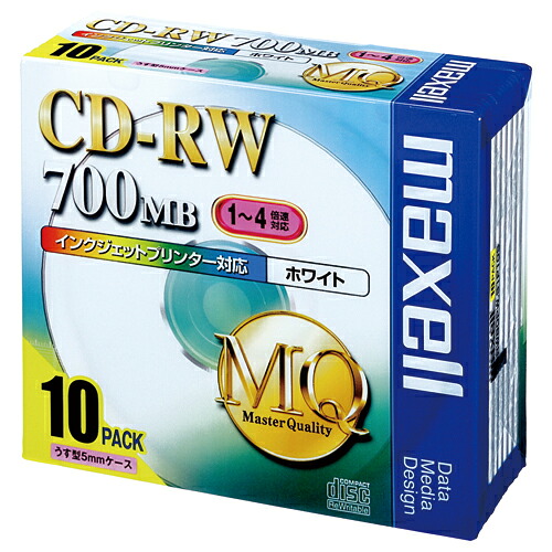 マクセル データ用CDRW 10枚 IJP対応 CDRW80PWS1P10S グリーン購入法適応 ★10個パック