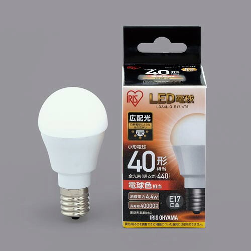 アイリスオーヤマ LED電球一般電球形 E17 40W形 広配光タイプ 電球色 LDA4L-G-E17-4T5 グリーン購入法適応 ★10個パック