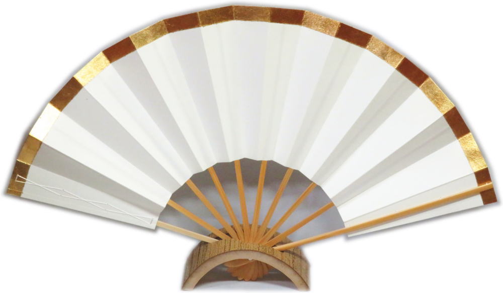 舞扇子≪天金　千代の舞　金幅約15mm≫◇白竹◇9寸5分　化粧箱なし　 ゆうパケット発送ＯＫ　京扇子　扇子　舞扇