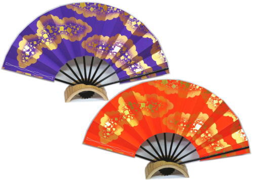 楽天市場】舞扇子≪テ426 三色地 草 朱 紫≫黒塗竹◇9寸5分 化粧箱入り