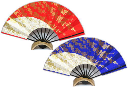 ・舞扇子≪愛1450-1451　金箔　桜≫赤　紫◇黒竹◇ 9寸5分　化粧箱なし　 ゆうパケット発送ＯＫ　扇子　舞扇