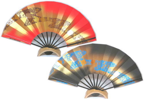 尺扇子≪金銀箔　流水　色紙≫赤　黒◇黒竹◇1尺【舞扇子】 化粧箱なし【舞扇】京扇子【尺舞扇】扇子【尺扇】ゆうパケット発送ＯＫ　4064・4065　 日本舞踊・演劇・よさこい・コスプレ・余興・お祭などに最適！