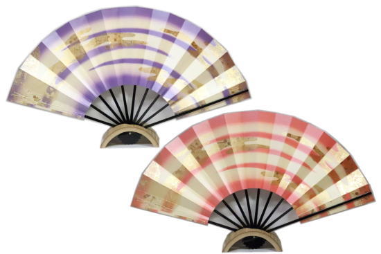 尺扇　≪五霞金雲≫紫　ピンク　黒竹◇1尺 化粧箱なし　尺扇子【舞扇】京扇子【尺舞扇】扇子　尺舞　ゆうパケット発送ＯＫ　ｋ011　ｋ012