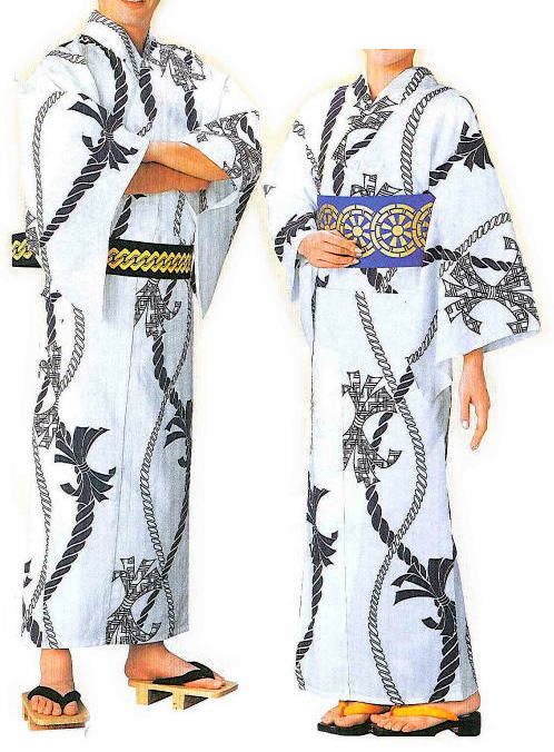 楽天市場】ゆかた 仕立上浴衣 白地紺 熨斗 小紋 男物・女物 杉2347