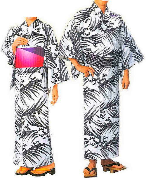 楽天市場】ゆかた 仕立上浴衣 白地紺 扇子 小紋 男物・女物 杉2334