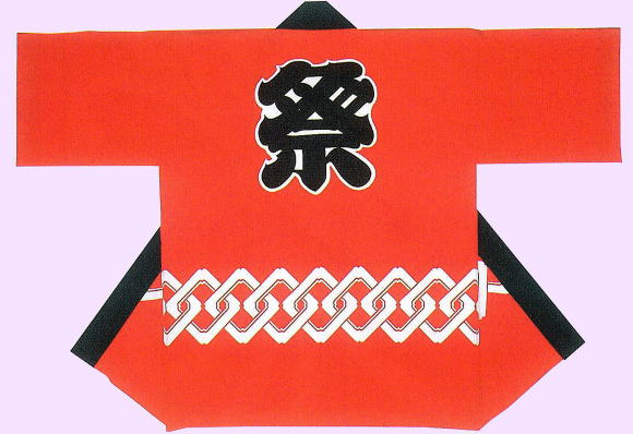 舞踊半纏 民53344（化学反応染）祭 赤 ゆうパケット送りとどけるＯＫ 日本製 祝賀会備品・祭備品・祝賀会お召しもの【法被・半被・はっぴ・ハッピ】【半纏・半天・袢纏・ハン拾・はんてん】【舞踊お召しもの・舞踊お召しもの】
