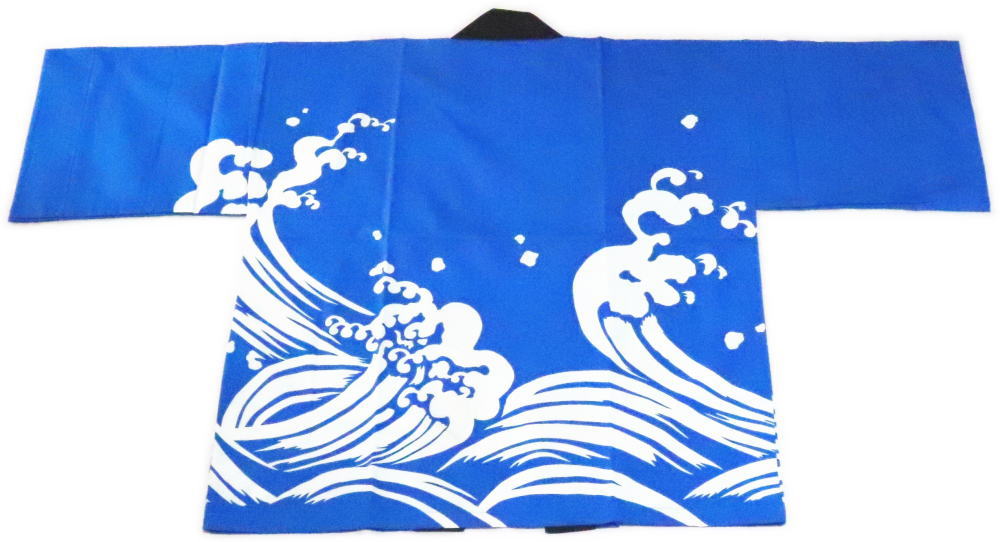 踊り半纏 青地 波 レターパック発送OK 日本製 お祭用品・祭用品・お祭衣装