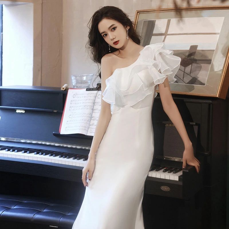 マーメイドライン 花嫁 ロングドレス ワンショルダー 結婚式 パーティードレス 高級感 大きいサイズ 海外挙