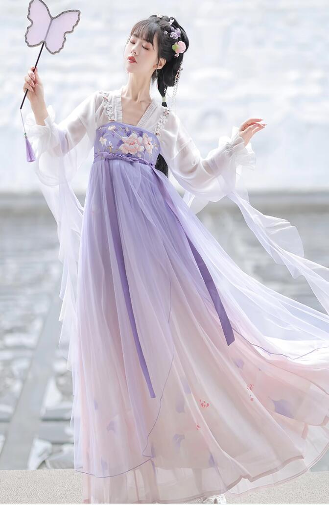 超可愛い レディース チャイナ服 結婚式 中華服 漢服フォーマル 7分袖ワンピース 長袖トップス+マキシ丈ワンピース ピアノ イベ