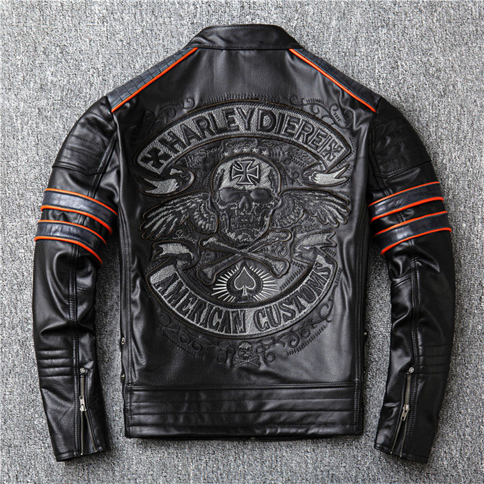 刺繍牛革製ジャケット 春秋冬 大きいサイズ カッコイイ ライダースジャケット ファッション