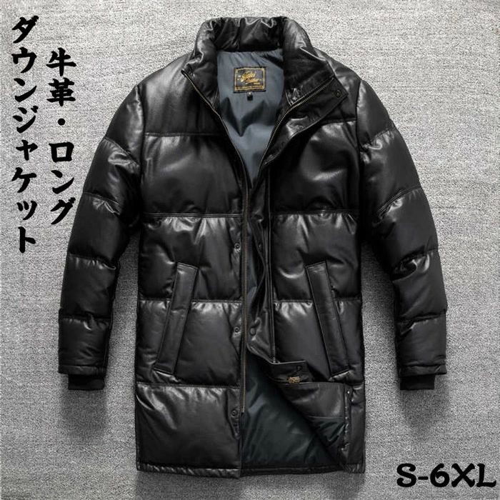メンズ なめし革上衣 本革打ち倒す上衣 本革上衣 ロング厚地の外套 メンズ 父の メンズファッション-コート・ジャケット