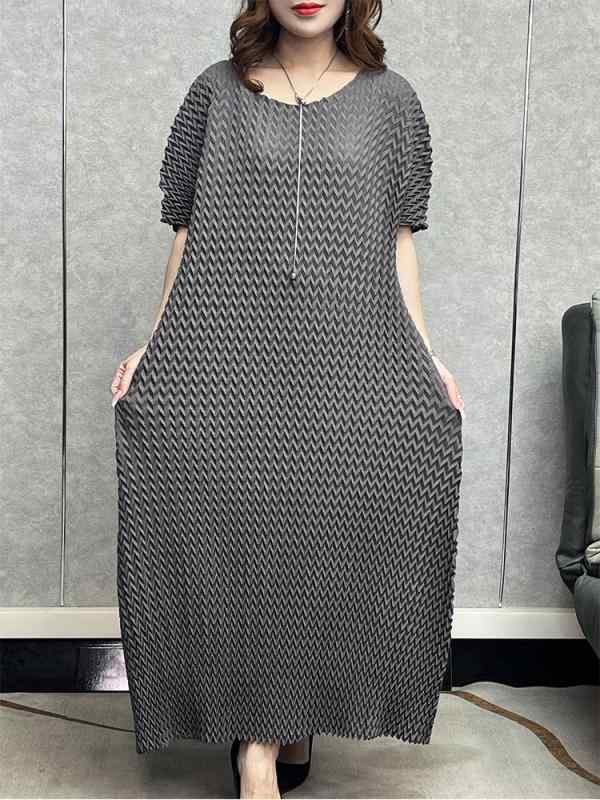 プリーツ ワンピース ゆったり 大きめ ロング丈 上品 カジュアル ビッグシルエット フィット 普段使い