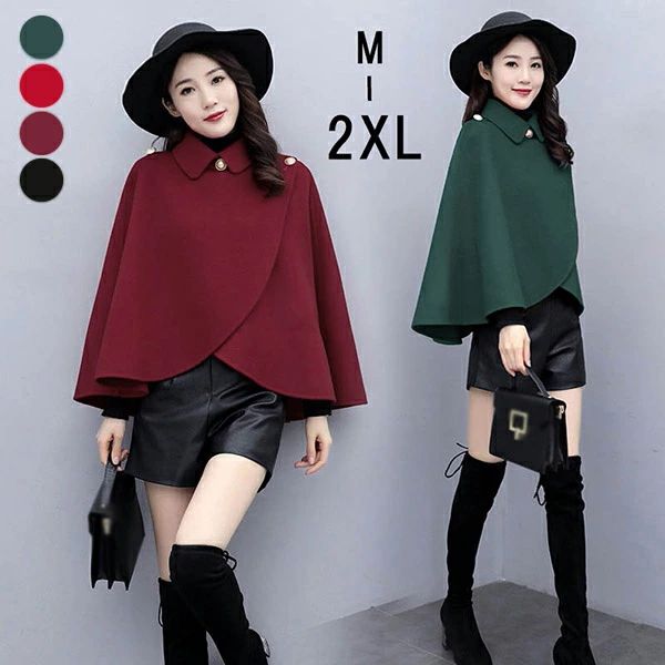 体型 防寒 冬服 秋 春 韓国風 大きいサイズ ゆったり 大きめ アウター ポンチョコート レディース コート ポンチョ マントコート