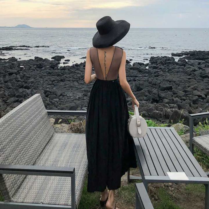 ロングワンピース サマーワンピ ワンピース ドレス サマードレス セクシー ハイウエスト Aラインワンピース 無地 a3071