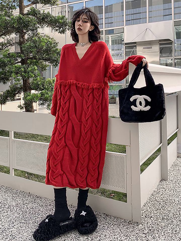 ネック ニット セーター フェミンン アメカジ カジュアルストリート ガーリー パーティー お洒落 秋冬 20代 30代 40代 50代 C312