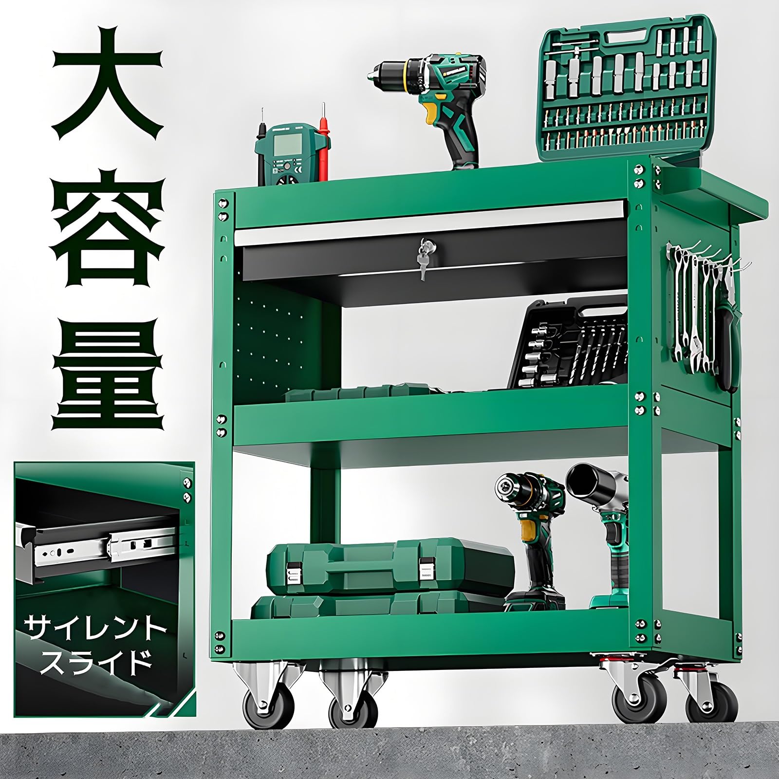 物の具手押し車 3段 物の具手押し車 キャスター付 押し入れ 物の具手押し車 物の具手押し車 耐荷重200kg 360° モビール式 多役立つこと スチール写真製