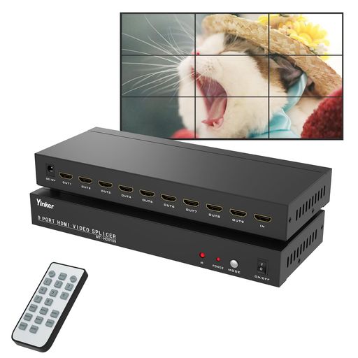 Yinker ビデオウォールコントローラ 3x3、HDMIビデオウォールプロセッサ 1080P@60サイクル 13流行り物相応う HDMI 1インプット9最終生産物