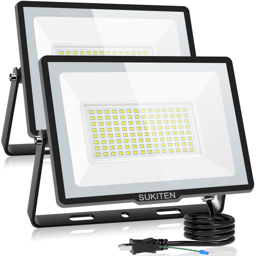 【驚異の明るさ・省電力】SUKITEN 投光器 led 屋外 作業灯 150W 2個セット 20000ルーメン 100V 極薄型 IP66防水 6500K 昼光色 高輝度 高放熱 120°広角 投光器ledライト 夜間作業 工事現場 工事用ライト…|親愛商事