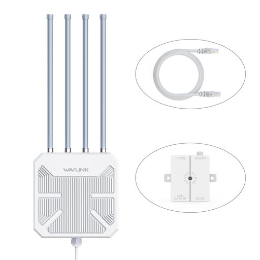 WAVLINKWiFi6室外メッシュルーター/AP/中次ぎ器、デュアルダンス楽隊2.4G+5GAX1800MPoE付き添い人長距離室外無線LANメッシュエクステンダー/4x8dBiハイゲインアンテナ/IP67耐候性エンクロージャー/信号ブースター局…