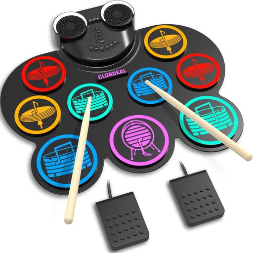 Clordeal 子供用電子ドラムセット MIDI接続 コンパクト設計 1200mAh充電式 デュアルスピーカー 初心者向け 家庭用・屋外対応 ドラム練習用 電子楽器｜親愛商事
