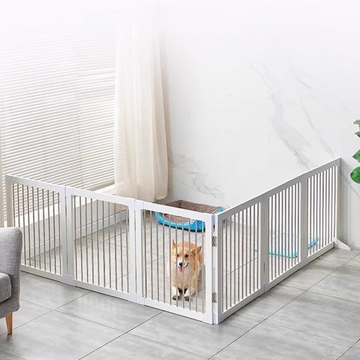 Puhang 犬ゲート ペットフェンス 木製 ペットゲート高さ57cm 4cm柵間隔 バリアゲート 折り畳み式 小型犬 収納便利 鉄製 赤ちゃん 脱走防止 侵入防止 ドアストッパー 取付け簡単 庭 室内 玄関 &hellip;｜親愛商事