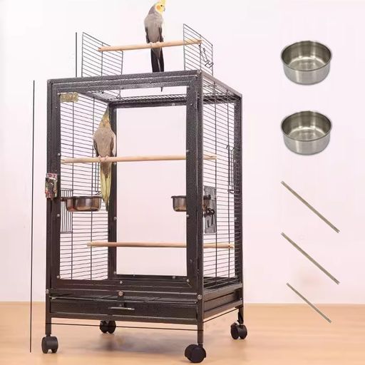 Puhang 鳥かご 鳥伏せ籠 45*45*77糎インコ 気が大きい伏せ籠 晴れ晴れしい キャスター付き添い人 移し替える助けになる 上昇限度扉 オウム真理教 小鳥九重の天 止まり木 餌入れ付き添い人 オカメ セキセイ 名取り草 文鳥 キンカ夢見鳥 中小型鳥…