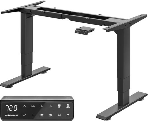 Maidesite電動昇降式学習机脚スタンディングデスクデゥアルモーター高さ62-125糎耐荷重160KG高さ記憶装置役立つこと昇降式時刻表マイコン学習机昇降学習机机pc学習机(T2ProPlus黒いこと脚のみ)
