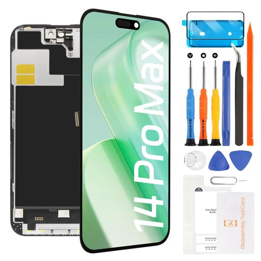 ForiPhone14ProMax液晶パネル画面交換修理用タッチパネルセット6.7インチ液晶パネルガラススクリーン修理パーツデジタイザ修理工具セット付き+保護フィルム+防水シール付き(オリジナル非対応)