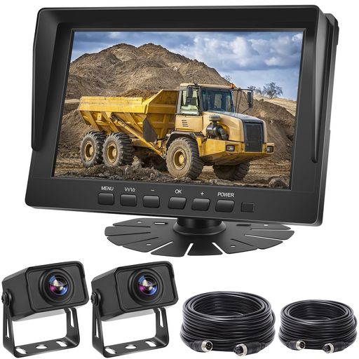 Hizenyoバックカメラモニターセット8インチバックモニター24v分割表示画像反転可能トラックカメラ2台12V~36V15mと5mケーブル付属メーカー2年保証AHD1080P 10,069円
