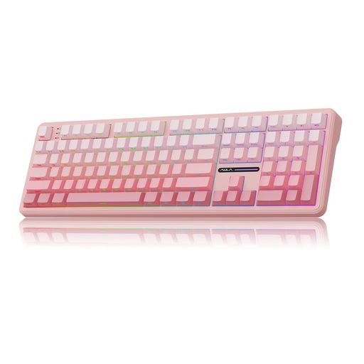 MechLandsAulaF108100%ワイヤレスゲーミングキーボード4000mAhバッテリーフルサイズカスタムガスケットメカニカルキーボードプログラム能力のある108キーホットスワップ相応うWin/Mac相応う(Pink