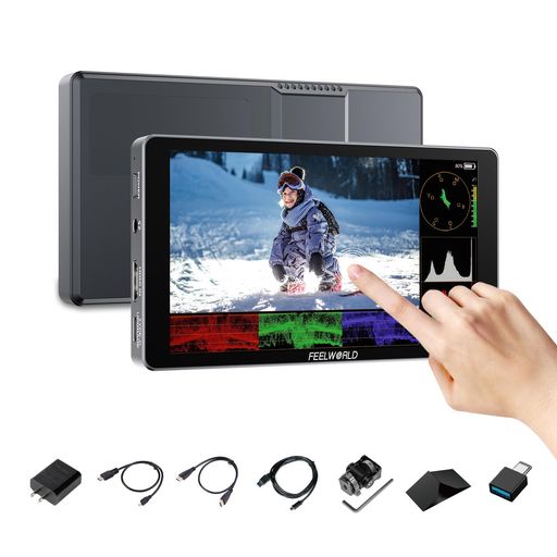 FEELWORLDP6XL6インチタッチスクリーンカメラフィールドモニター内蔵乾電池1200nit明快さ高ウェーブフォーム3DLUTHDR4KHDMI相応うDSLR/ミラーレスカメラ用-軽銀