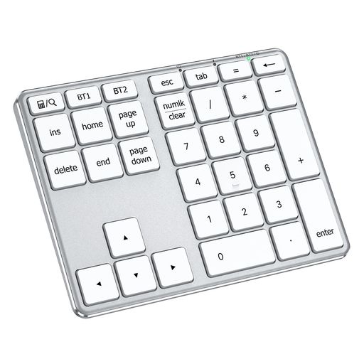 iCleverテンキーBluetoothワイヤレス数字キーボードパンタグラフ式Type-C充電超薄型金属構造numlock連動2台まで接続可能ブルートゥースナンバーパッド34キーmacテンキー片手デバイステンキー
