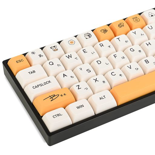XDAプロファイルPBTキーキャップ60%、140キーカスタムゲーミングキーキャップANSIUSおよびレイアウト用の昇華型CherryGateronMXスイッチメカニカルキーボード(Honeymilk)