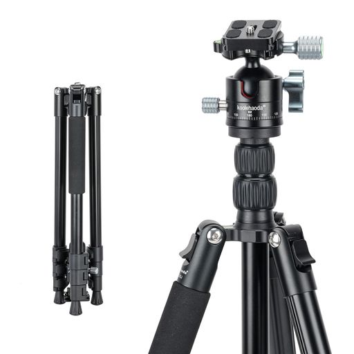 KOOLEHAODA カメラ用三脚 全高178CM 軽量 コンパクト 360&deg;自由雲台付き アルミ製 耐荷重15KG 中心軸反転可能 トラベル三脚 撮影用三脚 DSLRカメラ用｜親愛商事