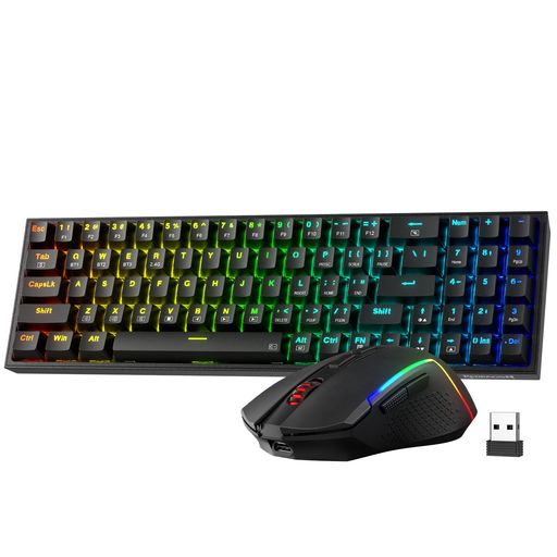 redragons136ゲーミングキーボード\u0026二十日鼠ジャズバンド75%k628tri-mode無線電話rgb力学的鍵盤と7200dpiワイヤレスゲーミングマウスバンドル助けになるな分かち合うドングル