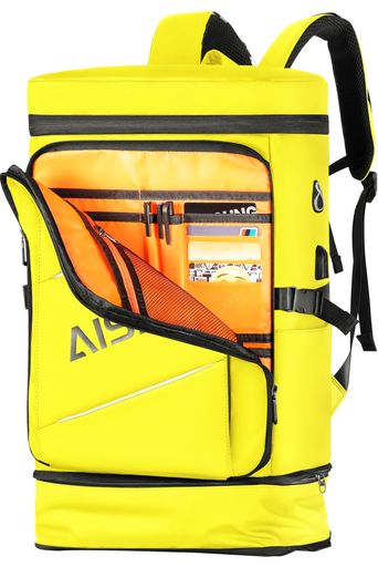 [AISFA] リュック メンズ リュックサック ビジネスリュック スクエア バックパック 17インチ PC 拡張機能 30L 大容量 USB充電ポート付き 旅行 登山 通勤 通学 大学生 靴/弁当収納 (ライトイエロー)｜親愛商事