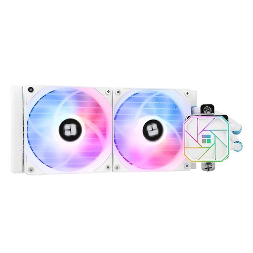 THERMALRIGHTAQUAELITE240WHITEV3流動物中央処理装置冷房装置、AIO揚水機尖端素晴らしい回転させる数3300RPM、TL-C12B-SV2x2PWM気違い、AMD/AM4/AM5、Intel