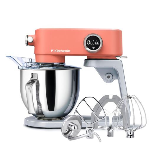 【アップグレード新型】Kitchenin スタンドミキサー ステンレス製アタッチメント 4点セット 多機能アタッチメント対応 タイマー機能付き パワフル 静音 8段階変速 卓上ミキサー 5L大容量 お…|親愛商事