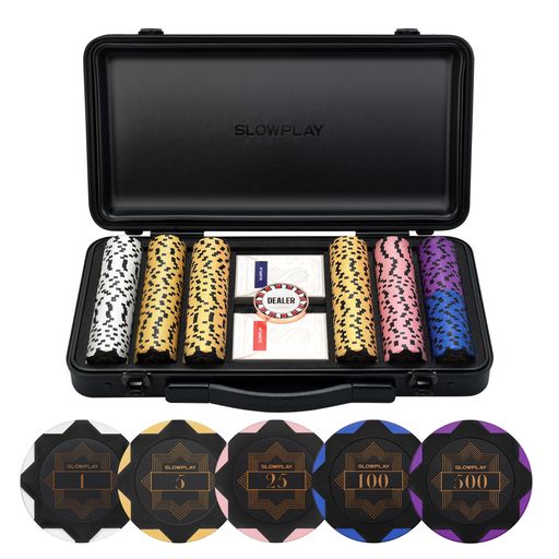 SLOWPLAY Nash クレイポーカーチップセット 14g テキサスホールデム 300枚 [チップバリュー表記あり] と耐久性に ポリカーボネート製ケース ポーカープレイヤーへのギフト｜親愛商事