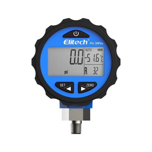 ElitechPG-30Pro冷媒用デジタル剪断応力計うしろ側点火装置付き添い人87+冷媒0-500PSI1/8NPT、マニホールドゲージと取り替えっこ性あり(青碧)