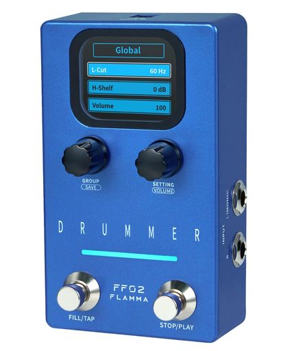 FLAMMA FF02 ドラムマシン ギターペダル - 121種類のドラムグルーブ、11の音楽ジャンル、タップテンポ、カスタマイズ可能なリズム、ライブ&スタジオ向けステレオ入出力｜親愛商事