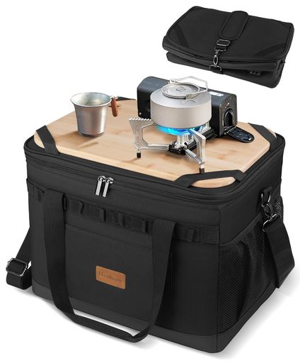 Heshare クーラーボックス 30L 保冷バッグ 4層断熱 折り畳み 保冷力最強 ソフトクーラーボックス 保冷保温 防水 水漏れ防止 ミニ調理台 耐磨耗 キャンプ 釣り BBQ ピクニック 買い物 防災【黒8…|親愛商事