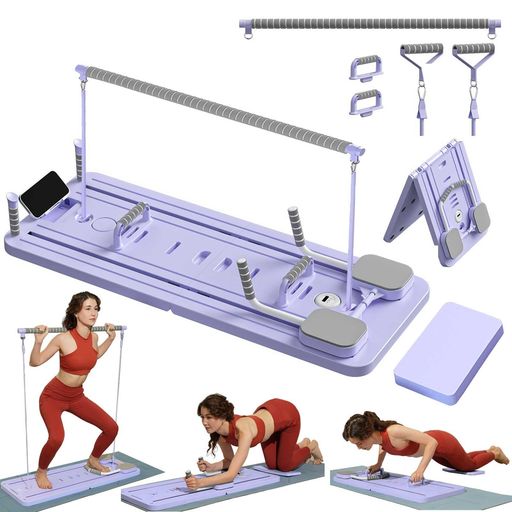 ExeractFit腹筋ローラーピラティスボードスーツピラティスバーと踏みとどまるダンス楽隊付き添い人折りたたみピラティスマシン多役立つことアブローラートレーニングボードホームジムダイエット物の具腹筋、体幹…