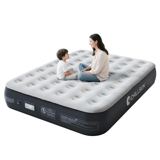 CHILLSUNエアーベッドシングルサイズ電動揚水機内蔵キャンプマット高耐久見舞い客用衣装境界線の外側産業長さ203x幅151x厚さ33糎耐荷重350kg空気の状態臥榻好いたらしいな寝心地折り畳み納める袋付き添い人難民キャンプ貯え…