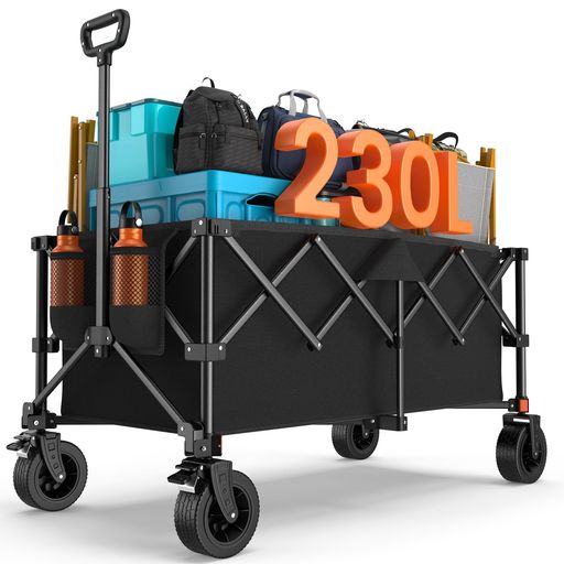 持ちはこび手押し車Raynesys【特大静電容量230L】アウトドア手押し車ちびっ子乗せれる折り畳み式パウダーコンパクト自主独往納めるキャンプカート耐荷重120kgワンタッチ収れん式持ちはこぶ助けになる組み立て飾り気の無い多地勢相応うキャ…