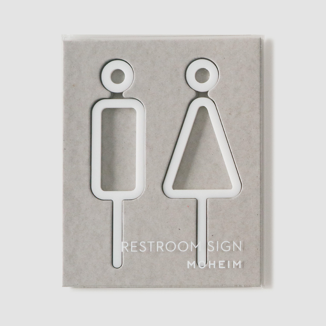 ネコポス対応 Moheim Signs Restroom 2pcs ホワイト トイレサイン プラスチック アクリル 新築 新築祝い ウォールステッカー シンプル モヘイム 店舗 おしゃれ 初売り 備品 ドア サイン 取り付け簡単 プレート ピクトグラム オフィス