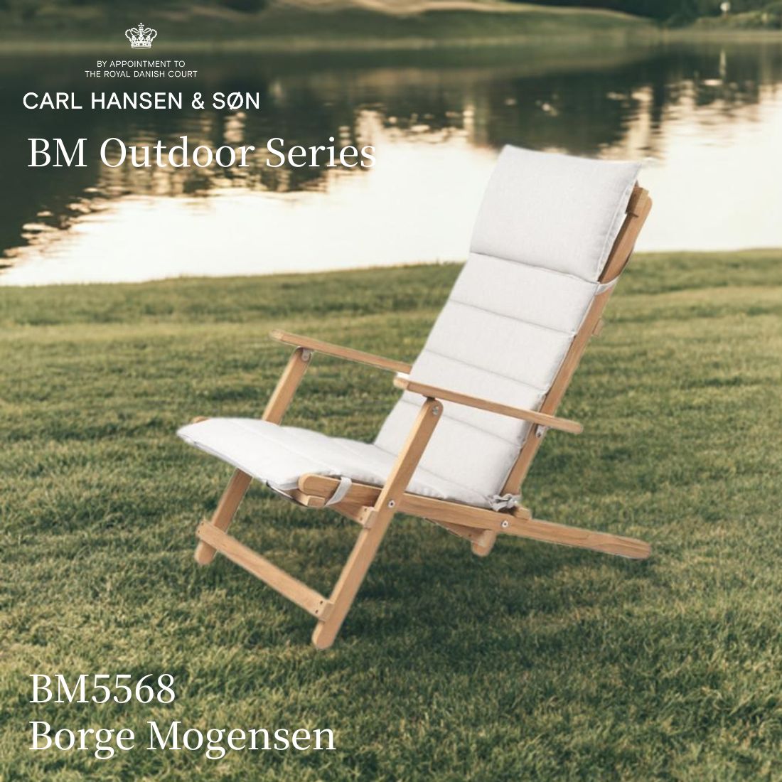 カールハンセン&サン BM5568 アウトドアシリーズ デッキチェア チーク材・無塗装・クッション付 | ボーエ・モーエンセン デッキチェア ガーデンチェア テラス 折りたたみ式