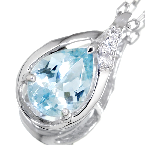 【楽天市場】K18WG アクアマリン ネックレス 0.02ct ダイヤモンド：ジェムストーン専門店 SHINCOKI